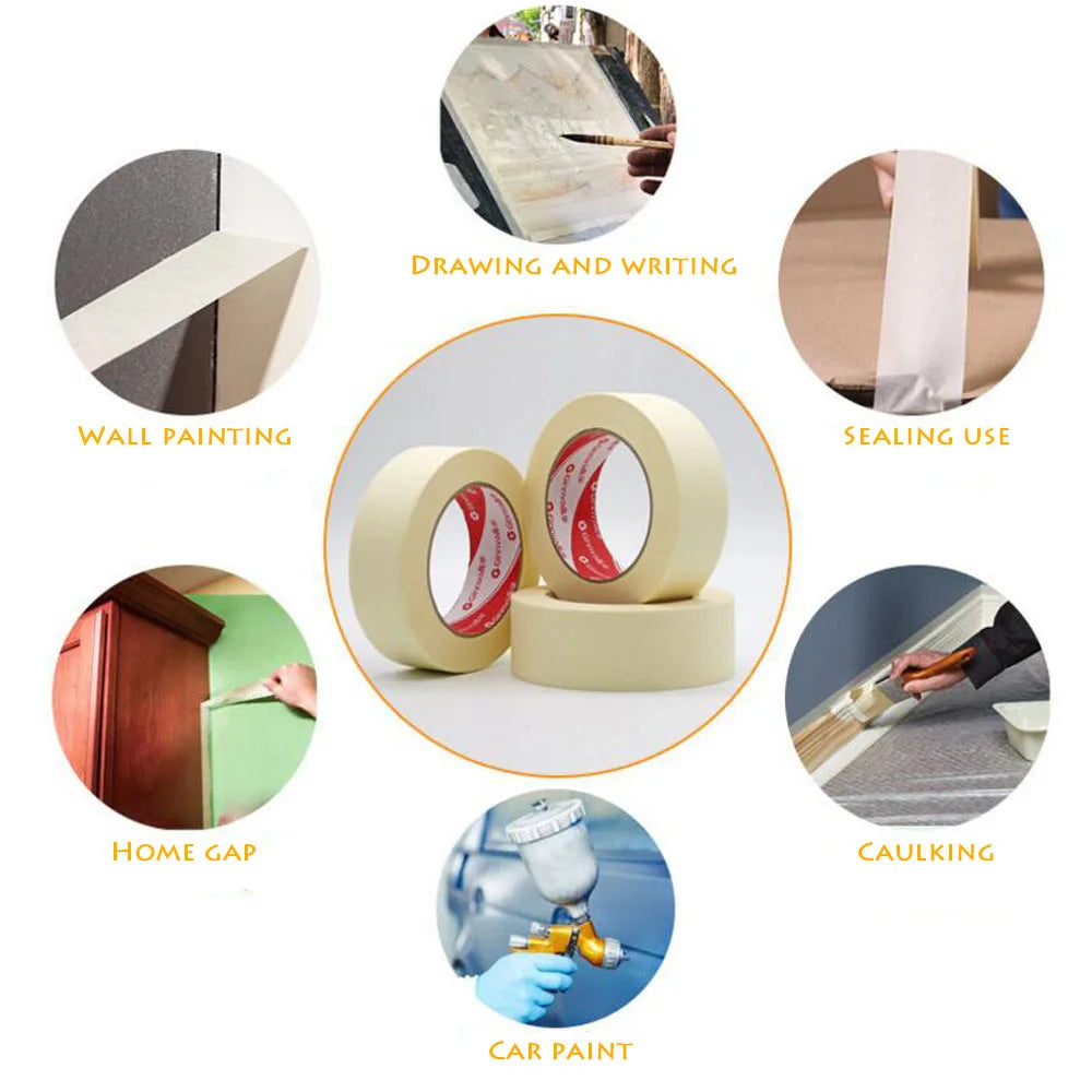 20m Masking Tape – 6mm-50mm Adhesive Crepe Paper for Painting, Drawing, and DIY Projects