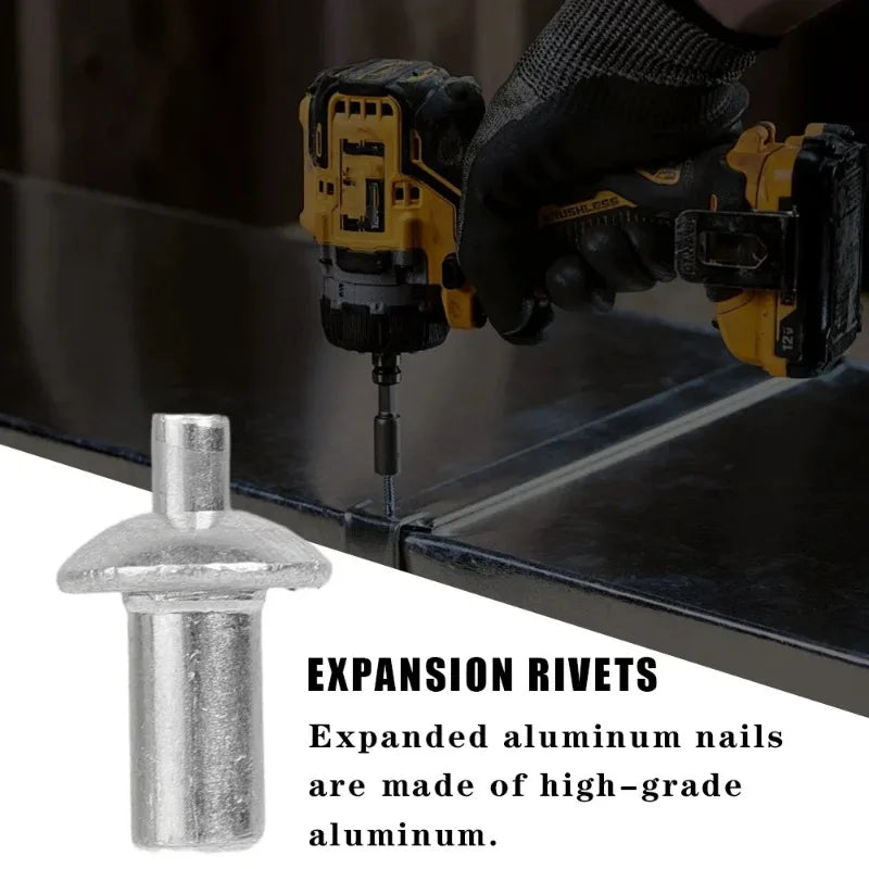 100x Hammer Drive Expansion Rivets - ለአስተማማኝ ጭነት የአሉሚኒየም ማያያዣዎች