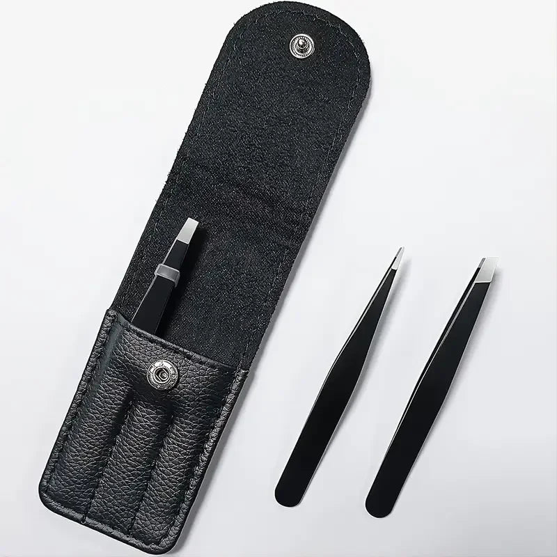 3PCS Premium Stainless Steel Eyebrow Tweezers Set – Flat, Slant, & Pointed Tips
