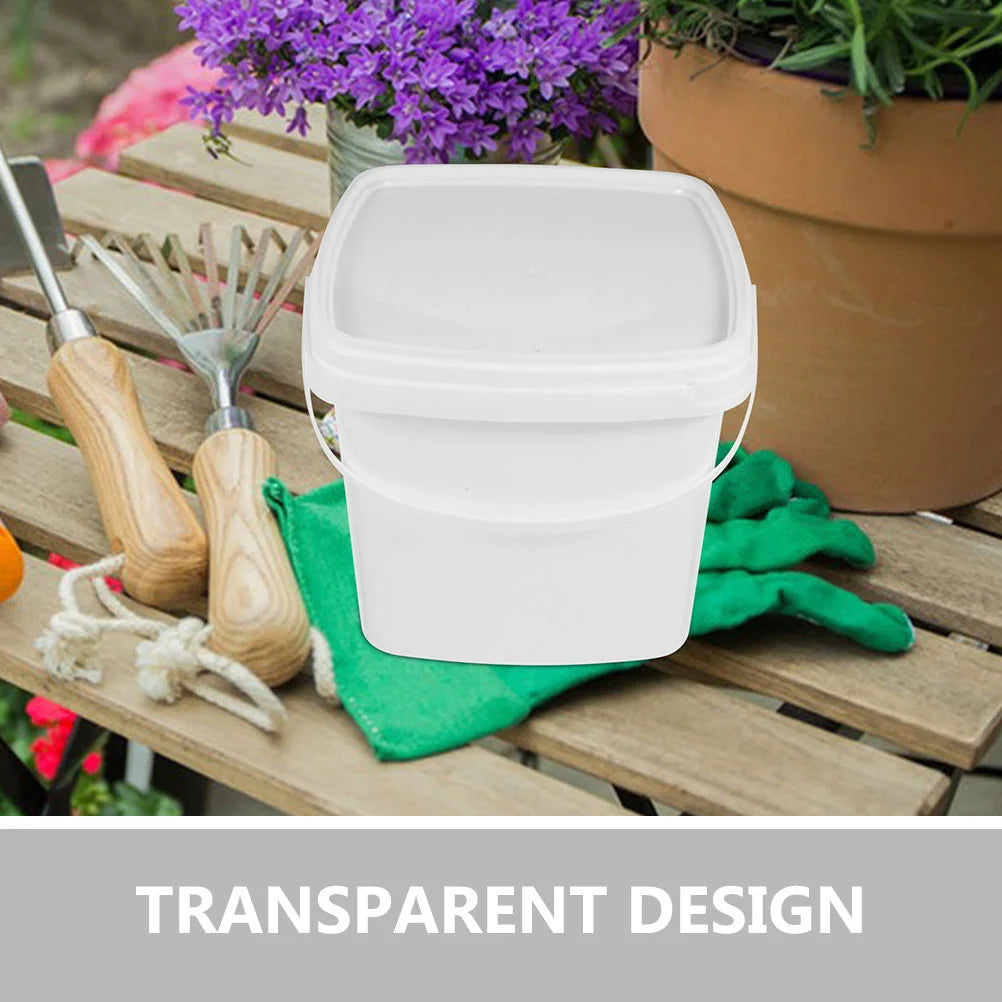 3L Clear Plastic Bucket with Lid – Reusable Container for Paint, Water & Mixing