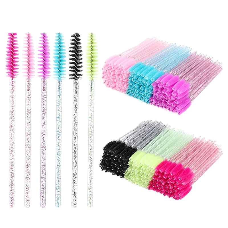 Disposable Crystal Eyelash and Brow Brushes – Perfect for Extensions and Makeup