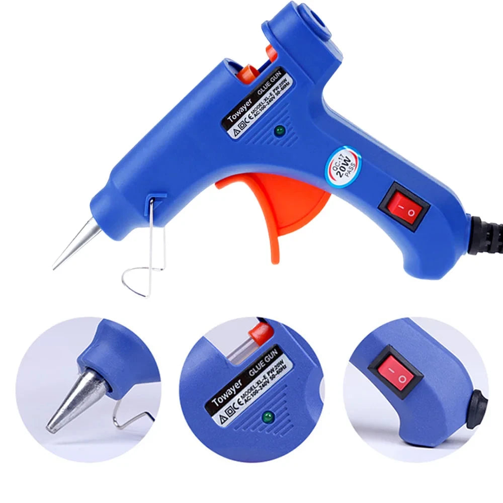20W Mini Hot Glue Gun with 7mm Glue Sticks – Ideal for Crafts, Repairs, and DIY Projects