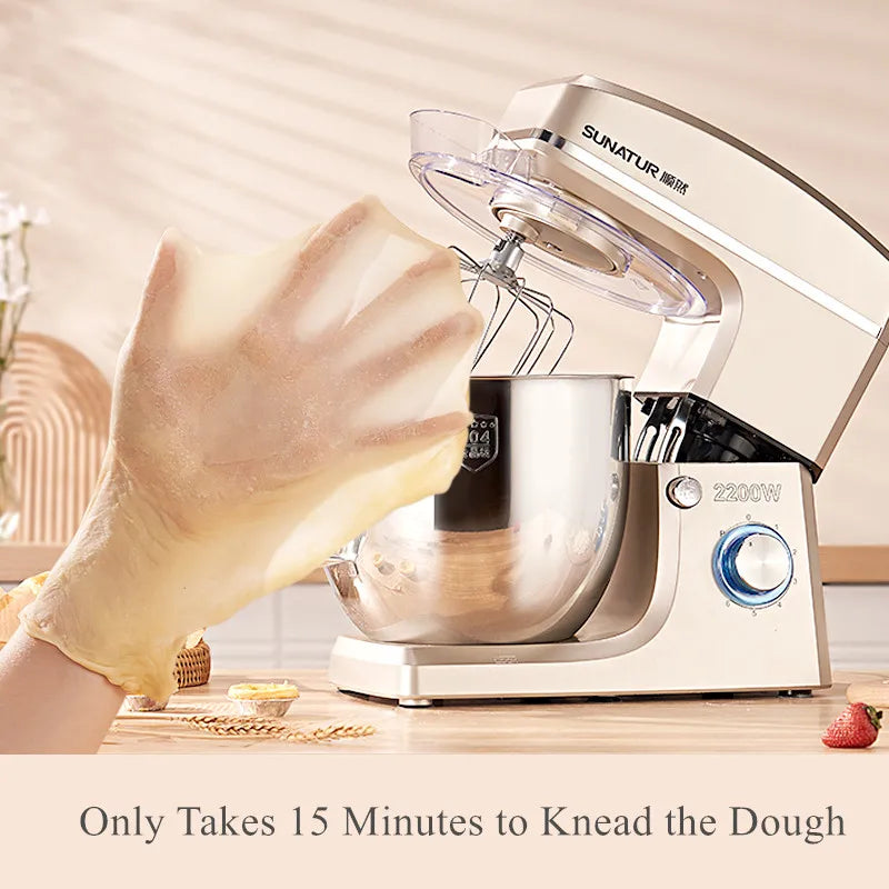 Sunatur 10L Stand Mixer – 2200W የኤሌክትሪክ ወጥ ቤት ቀላቃይ ለዶፍ፣ ለመጋገር እና ለሌሎችም