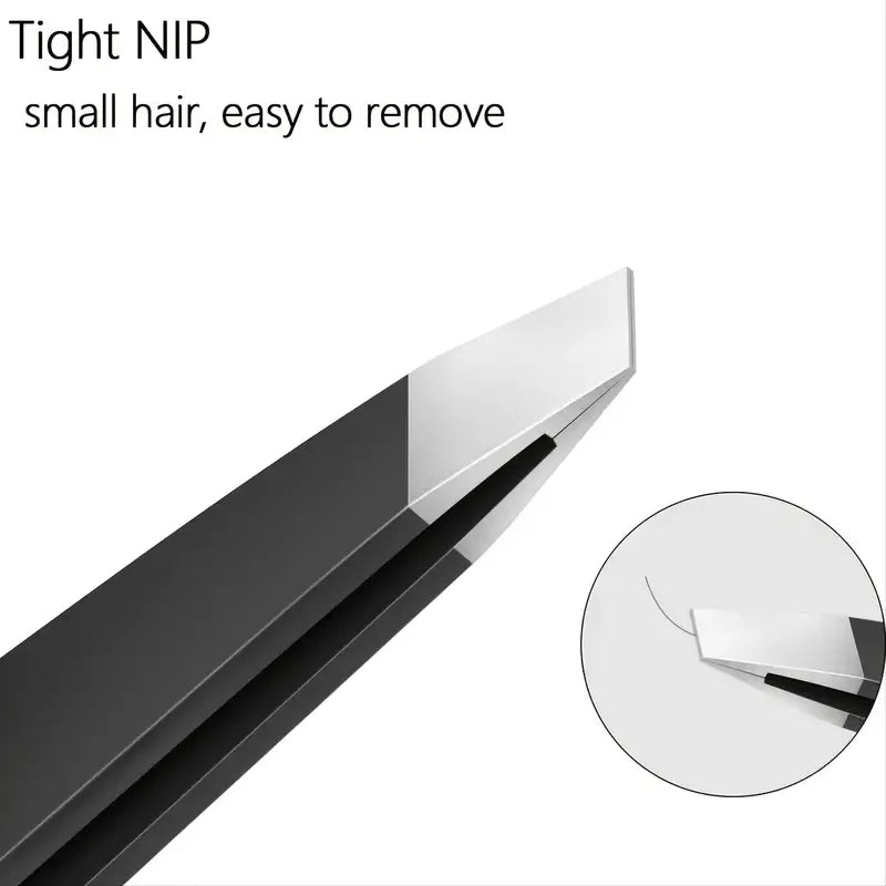3PCS Premium Stainless Steel Eyebrow Tweezers Set – Flat, Slant, & Pointed Tips