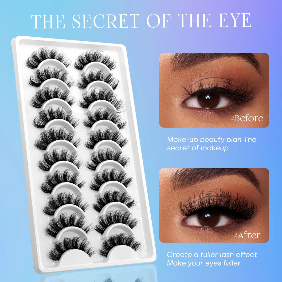 Groinneya 3D Faux Mink Lashes – 5-10 Pairs of Fluffy, Dramatic False Eyelashes