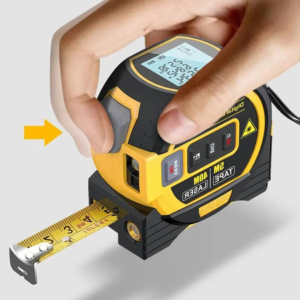 3-in-1 Digital Laser Tape Measure – High-Precision Rangefinder & Steel Tape