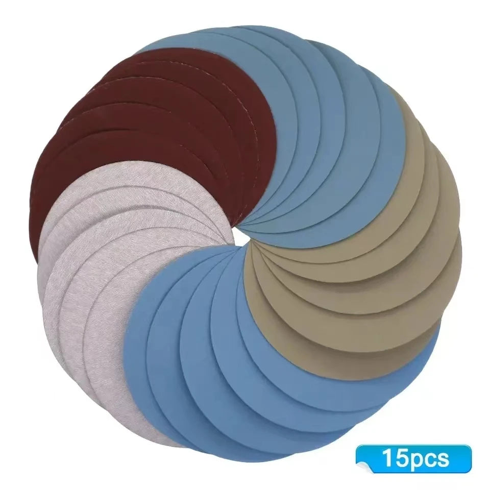 15PCS 125ሚሜ ኢንች ግሪት 1000 2000 3000 4000 5000 ማጠሪያ ዲስኮች መንጠቆ ሉፕ ማጠሪያ ክብ ዲስክ