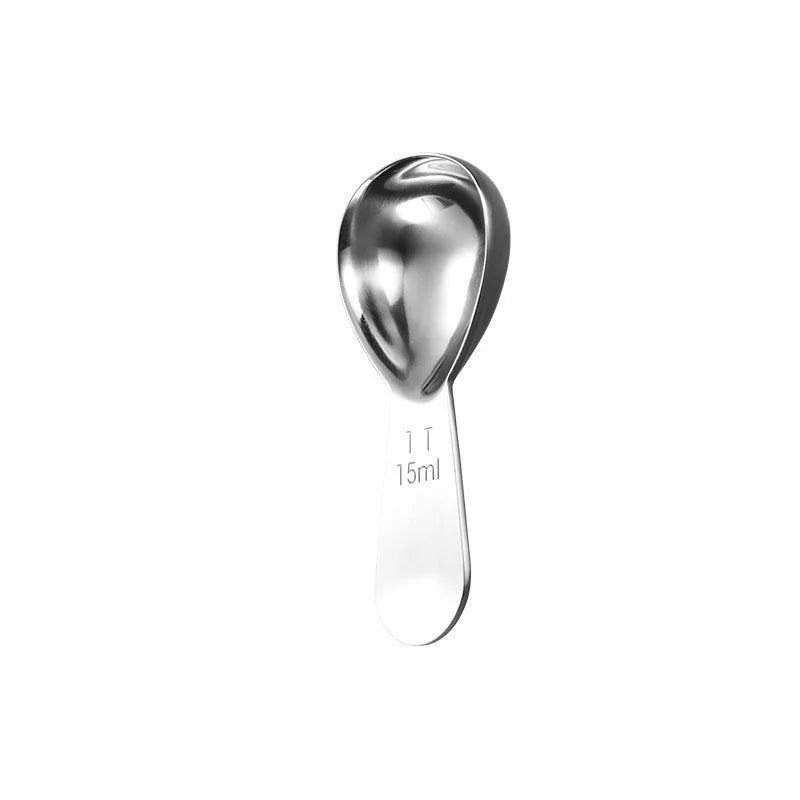 አይዝጌ ብረት የቡና መለኪያ ስኩፕ - 15ml እና 30ml መጠኖች ለመሬት ቡና፣ ሻይ እና ስኳር
