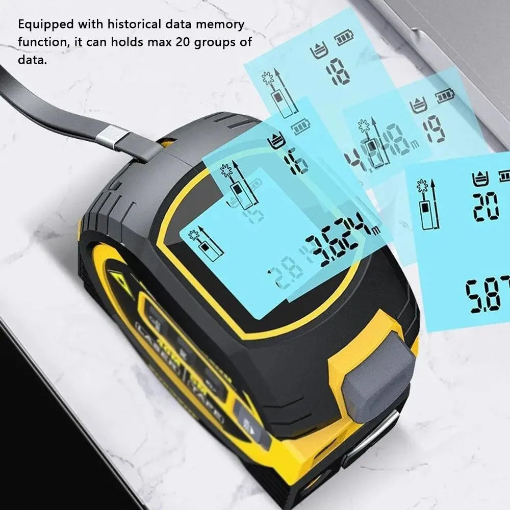 3-in-1 Digital Laser Tape Measure – High-Precision Rangefinder & Steel Tape