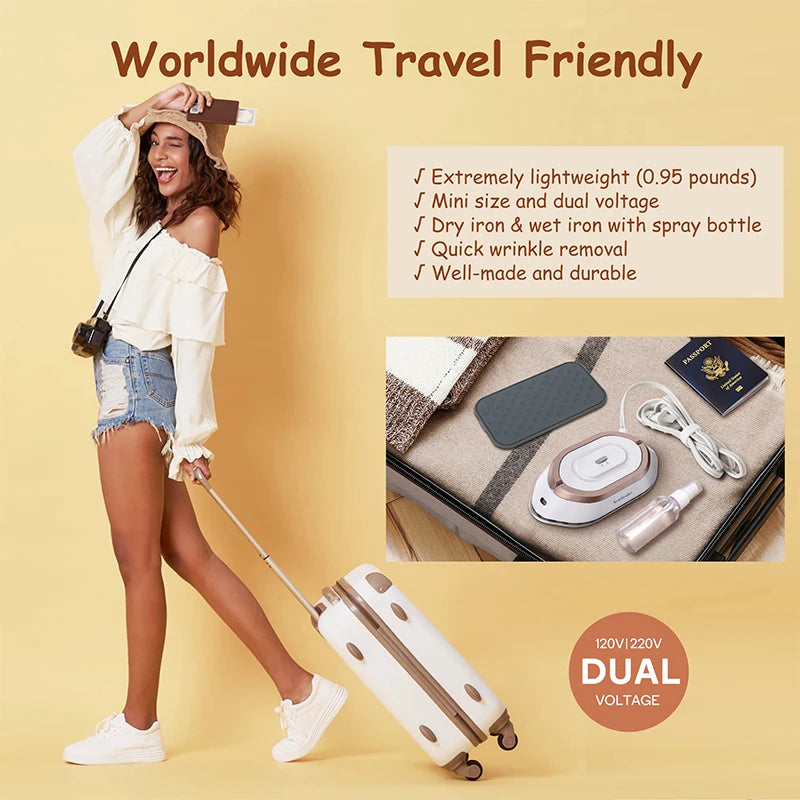 Mini Handheld Electric Dry Iron – Portable Travel Iron with Dual Voltage