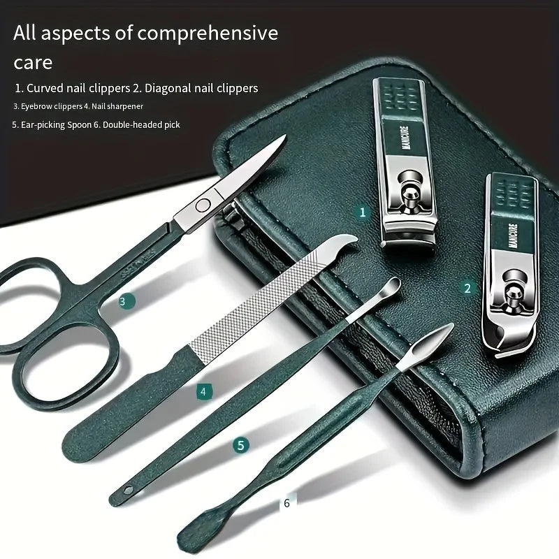 6-Piece Portable Luxury Manicure & Pedicure Set – Nail Clippers & Personal Care Tools