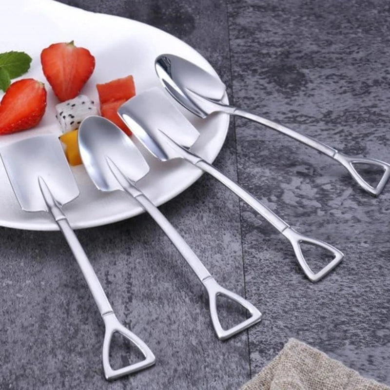 4PCS አይዝጌ ብረት የፈጠራ የውሃ-ሐብሐብ ማንኪያዎች - ለቡና፣ ጣፋጮች እና ፍራፍሬዎች ተስማሚ