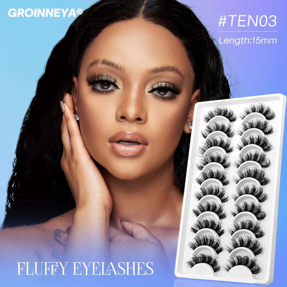 Groinneya 3D Faux Mink Lashes – 5-10 Pairs of Fluffy, Dramatic False Eyelashes