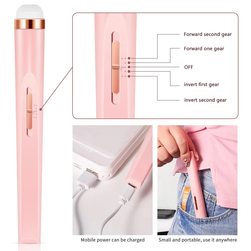 YIKOOLIN 5 in 1 Electric Nail Polish Drill Machine With Light Portable Mini Electric Manicure Art Pen Tools For Gel Remover
