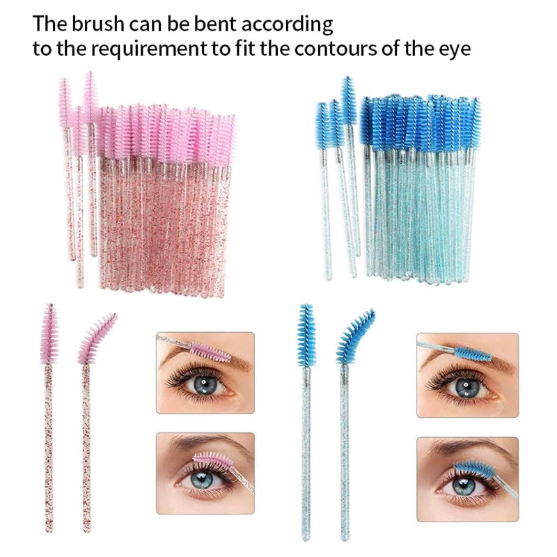 Disposable Crystal Eyelash and Brow Brushes – Perfect for Extensions and Makeup