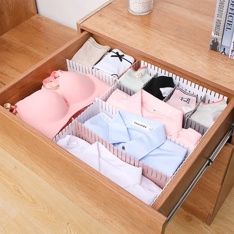 4PCS Adjustable Drawer Dividers – Organize Makeup, Socks, and Underwear Easily