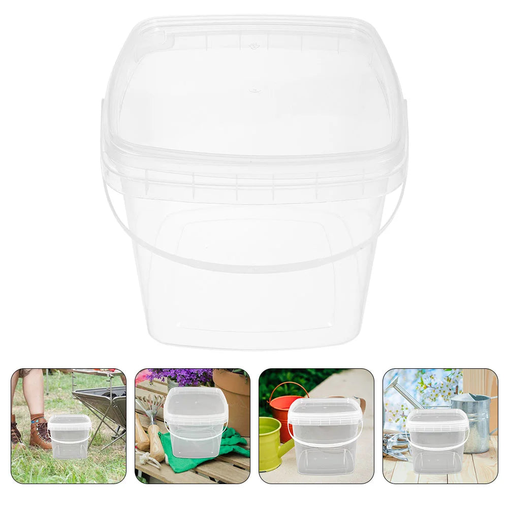 3L Clear Plastic Bucket with Lid – Reusable Container for Paint, Water & Mixing