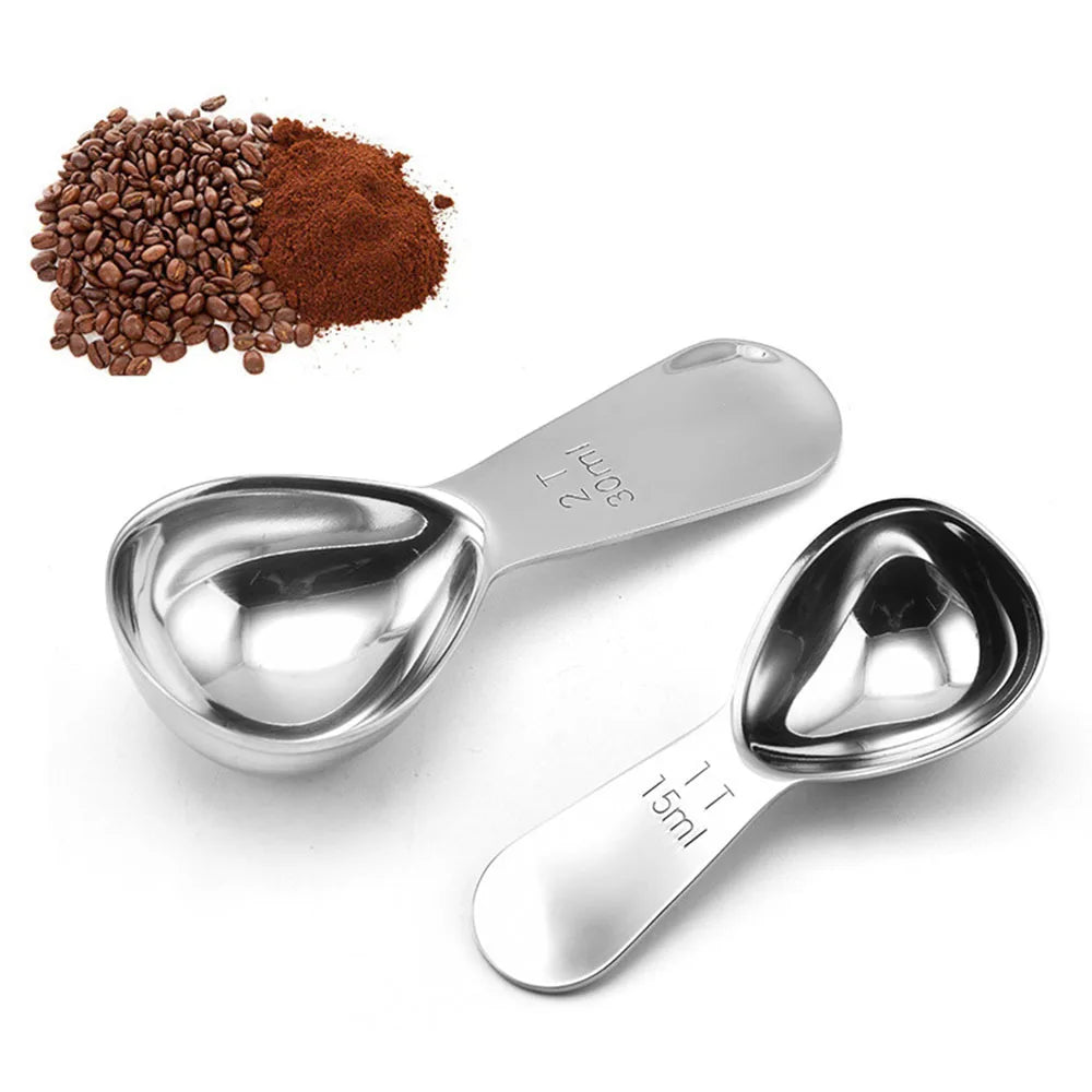አይዝጌ ብረት የቡና መለኪያ ስኩፕ - 15ml እና 30ml መጠኖች ለመሬት ቡና፣ ሻይ እና ስኳር
