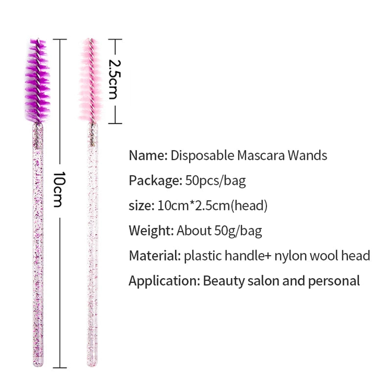 Disposable Crystal Eyelash and Brow Brushes – Perfect for Extensions and Makeup