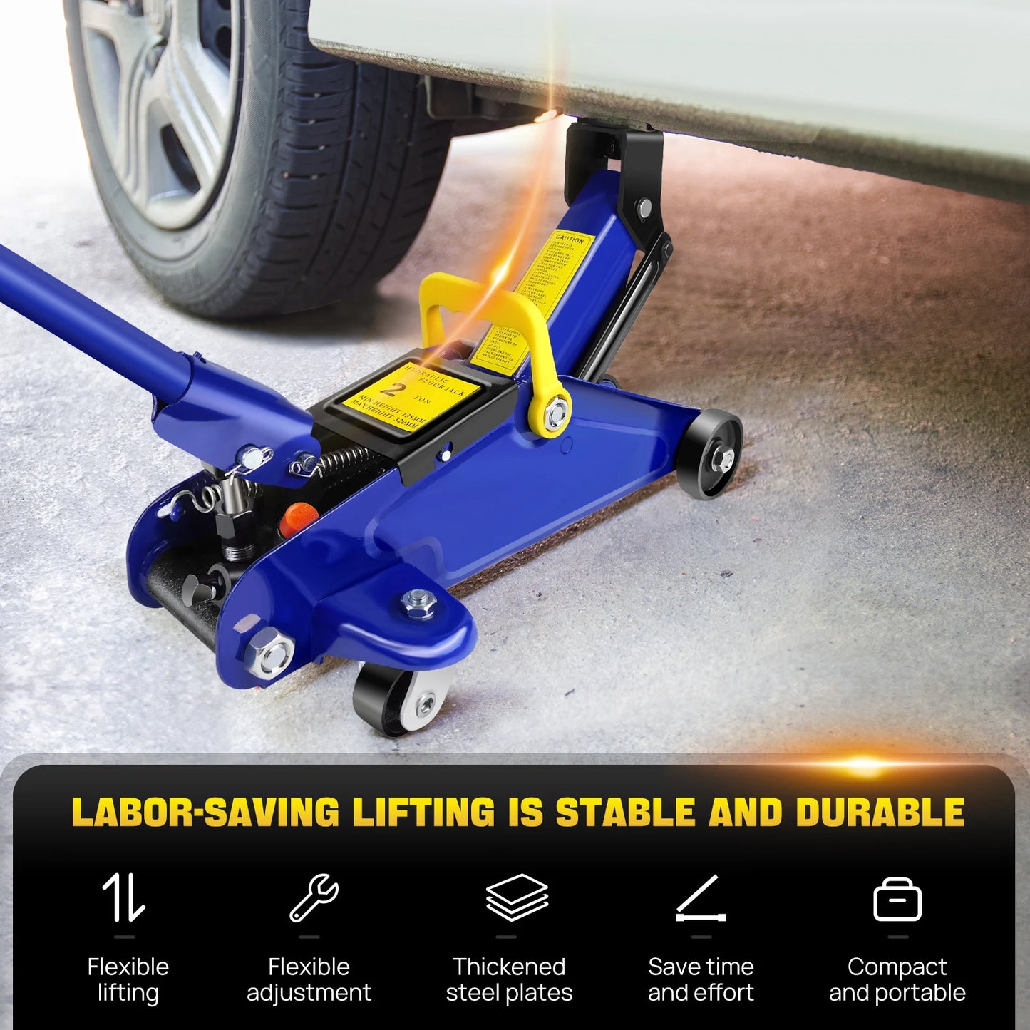 2 Ton DayPlus Hydraulic Trolley Jack - Low Profile for Garage & Emergency Tire Changes