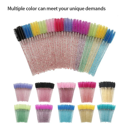 Disposable Crystal Eyelash and Brow Brushes – Perfect for Extensions and Makeup