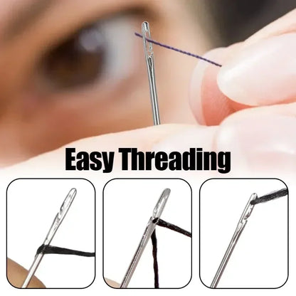 Stainless Steel Blind Sewing Needles - 12/30Pcs Self-Threading Pins for DIY and Home Use