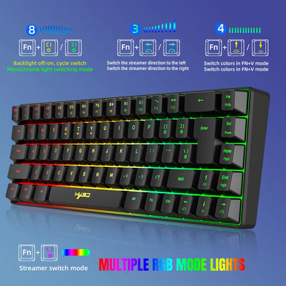 HXSJ V200 RGB አነስተኛ የጨዋታ ቁልፍ ሰሌዳ - ባለገመድ፣ 19-ቁልፍ ግጭት-ነጻ፣ መካኒካል ስሜት