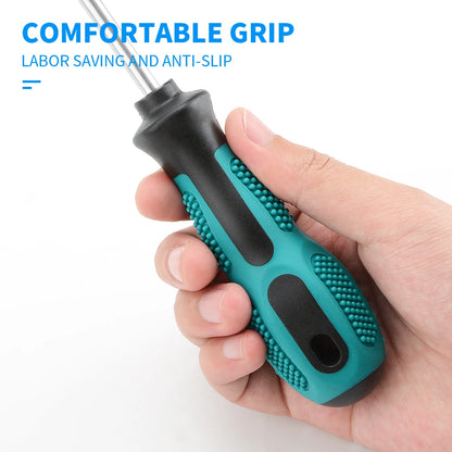 Magnetic Multifunctional Screwdriver – Flat and Phillips Head, Anti-Slip Handle for Household Use