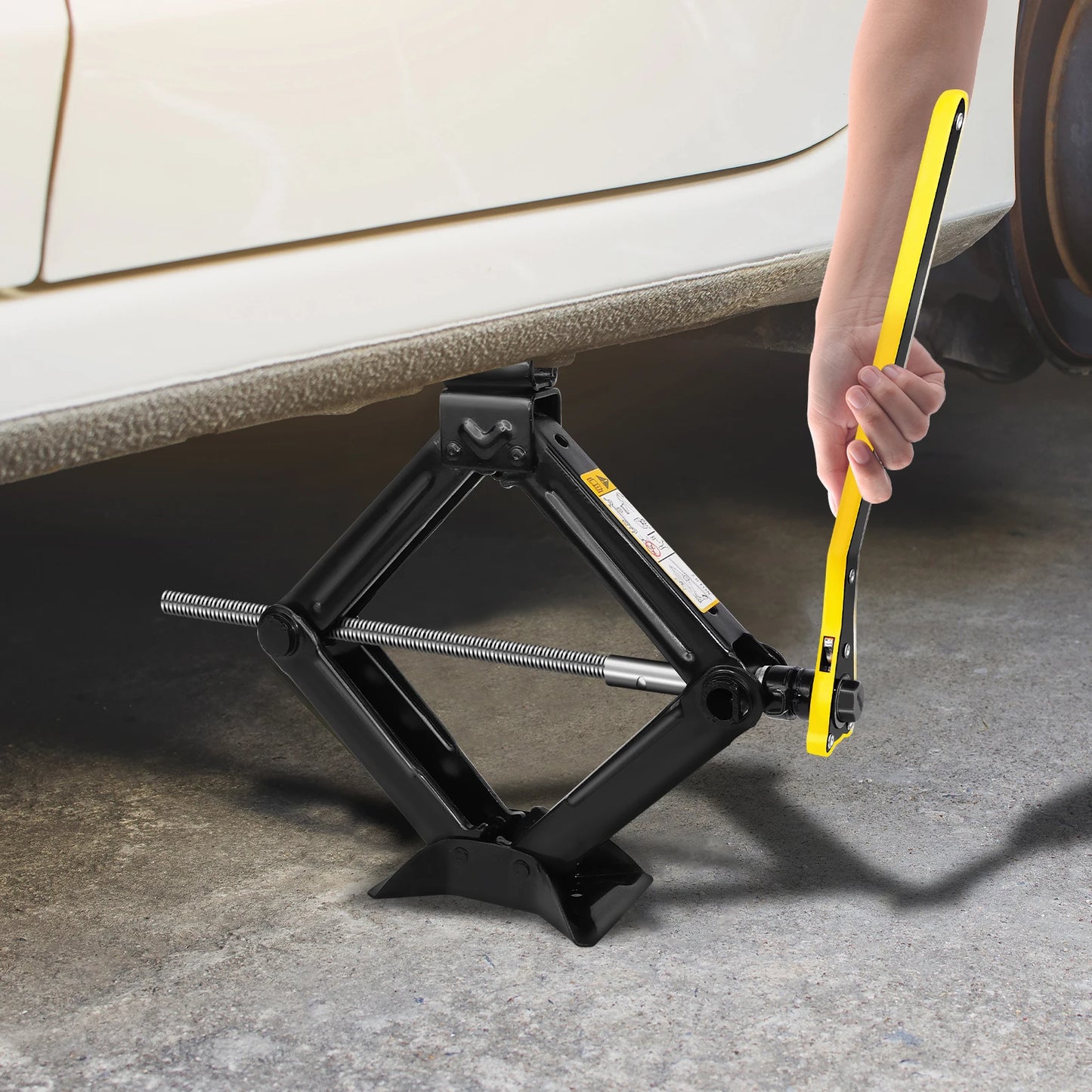 Compact DayPlus Scissor Jack - 2 Ton Car Jack with Hex Wrench, 105-385mm Lift Range for Cars & SUV