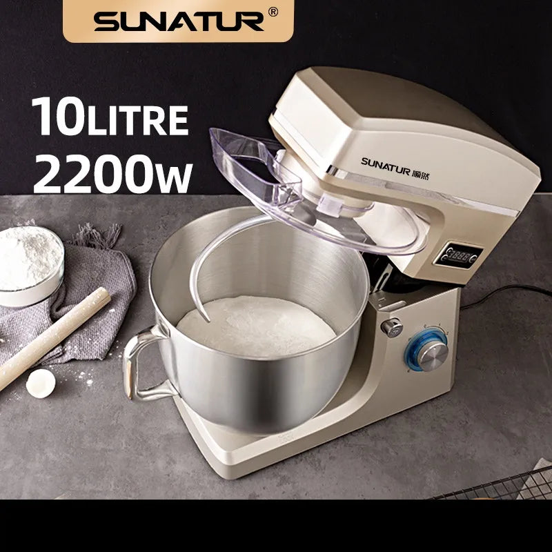 Sunatur 10L Stand Mixer – 2200W የኤሌክትሪክ ወጥ ቤት ቀላቃይ ለዶፍ፣ ለመጋገር እና ለሌሎችም