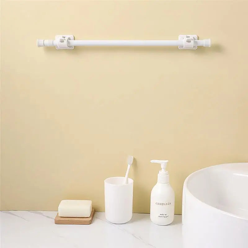 Adjustable Metal Curtain Rod – 30-110cm Spring-Loaded Telescopic Pole for Bathroom & Shower