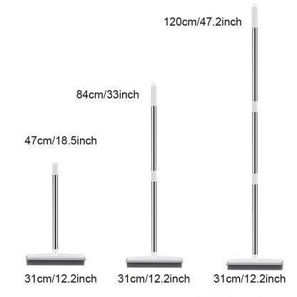 Rubber Broom & Carpet Rake with Squeegee – Pet Hair Remover for Carpets & Hard Floors