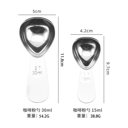 አይዝጌ ብረት የቡና መለኪያ ስኩፕ - 15ml እና 30ml መጠኖች ለመሬት ቡና፣ ሻይ እና ስኳር