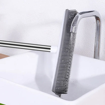 Rubber Broom & Carpet Rake with Squeegee – Pet Hair Remover for Carpets & Hard Floors