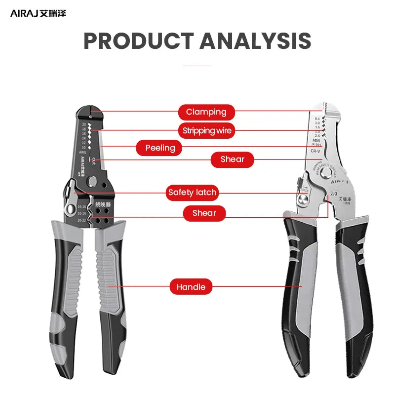 Multifunctional Electrician Pliers - Stripping, Cutting, Crimping Tool