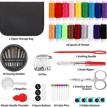 Portable Sewing Kit for Beginners & Pros - Includes Needles, Thread, Scissors & Essentials