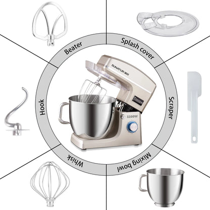 Sunatur 10L Stand Mixer – 2200W የኤሌክትሪክ ወጥ ቤት ቀላቃይ ለዶፍ፣ ለመጋገር እና ለሌሎችም