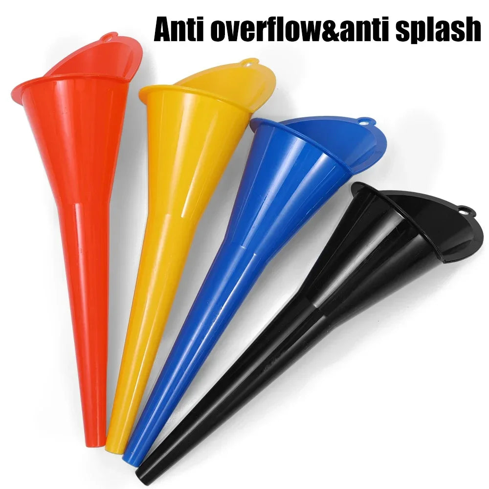 Car Long Stem Funnel - Anti-Splash Plastic Oil Funnel for Gasoline & Fuel Filling