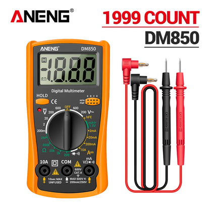 ANENG DM850 ዲጂታል መልቲሜትር - 1999 ቆጠራዎች፣ ራስ-ሰር የ AC/DC የቮልቴጅ ሞካሪ