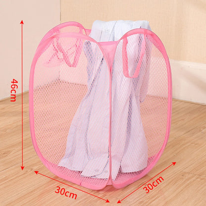 Folding Dirty Laundry Sorting Basket Washing Frame Bathroom Cloth Mesh Storage Bag Frame Bucket Laundry Organizers Storage Pouch
