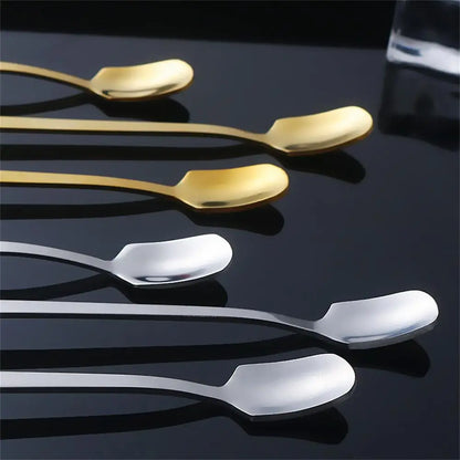 5PCS አይዝጌ ብረት ካሬ የጭንቅላት ማንኪያዎች - ለሻይ፣ ቡና፣ ማር እና ሌሎችም ተስማሚ 