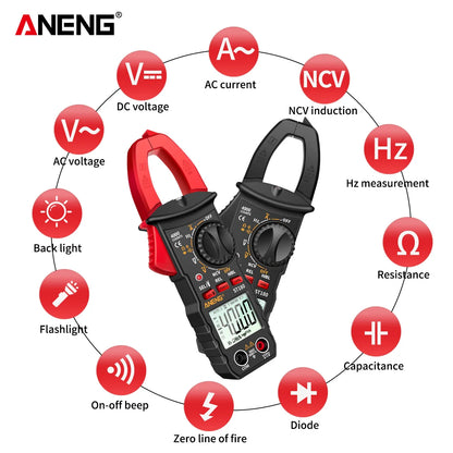 ANENG ST180 ዲጂታል ክላምፕ መልቲሜትር – 4000 ቆጠራዎች፣ AC Current፣ Voltage &amp; NCV ሞካሪ