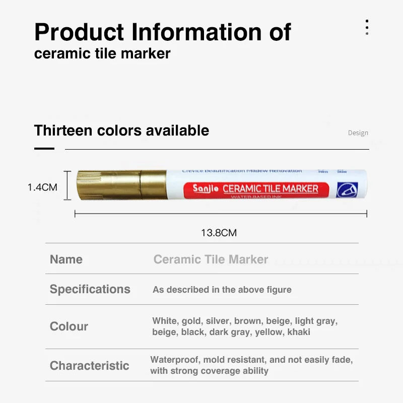 Waterproof White Grout Marker Pen – Seam Repair for Tiles and Bathroom Floors (1-3 Pack)