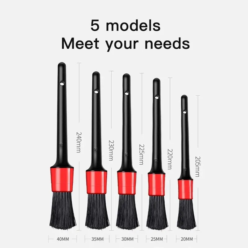 5PCS የመኪና ዝርዝር ብሩሽ አዘጋጅ - ለስላሳ ብሩሽዎች ለቤት ውስጥ ጽዳት እና አየር ማናፈሻዎች